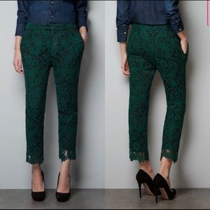 Zara Guipure Emerald Green Lace Trousers